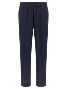 Blue Wool Casual Pants