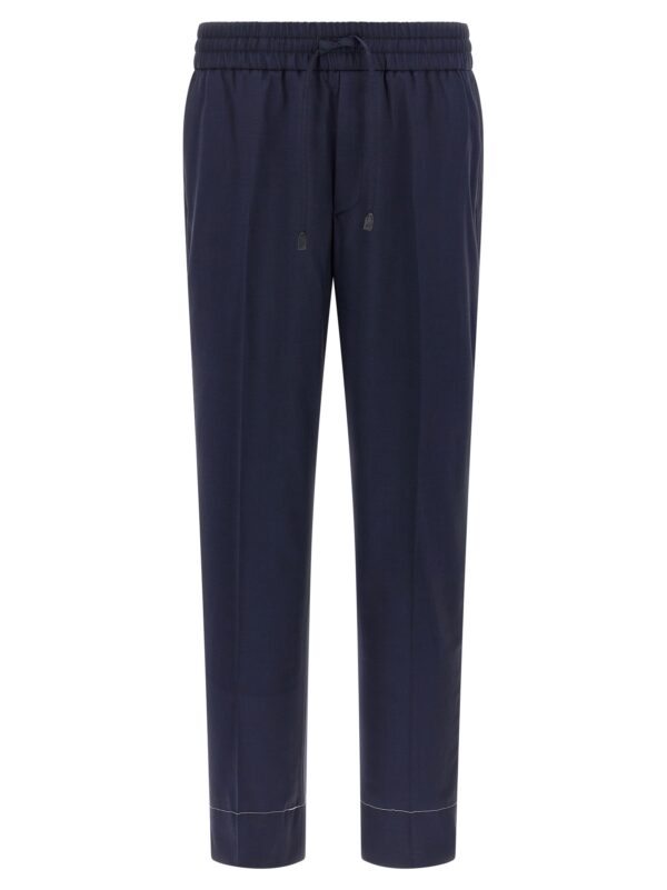 Blue Wool Casual Pants
