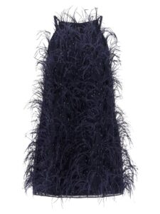 Blue Polyester Short Dress