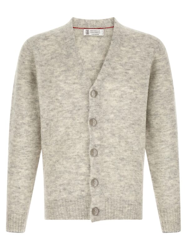 Gray Alpaca Leather Cardigan