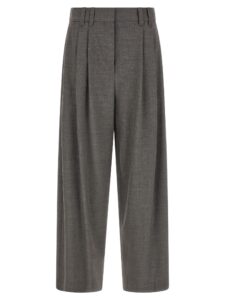 Gray Virgin Wool Cropped Pants