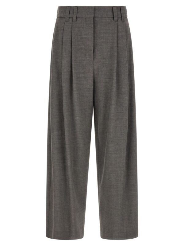 Gray Virgin Wool Cropped Pants