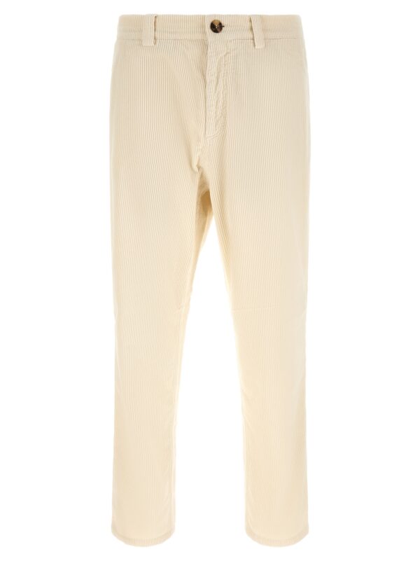 Beige Cotton Casual Pants