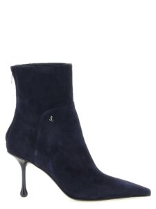 Blue Leather Ankle Boots