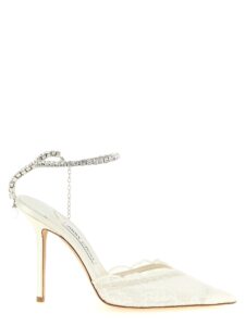White Tencel High Heel Pumps