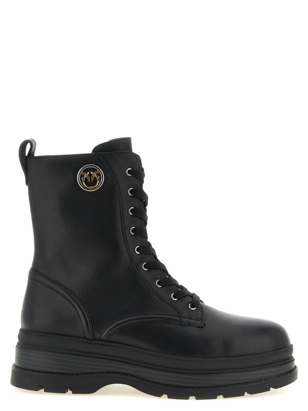Black Cowhide Lace-Up Boots