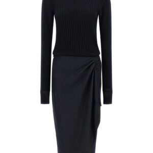 Blue Polyester Midi Dress