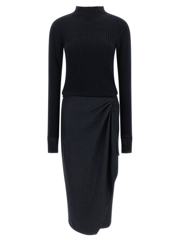 Blue Polyester Midi Dress