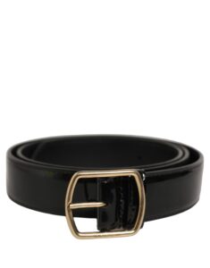 Black Patent Leather Gold Metal Buckle Belt