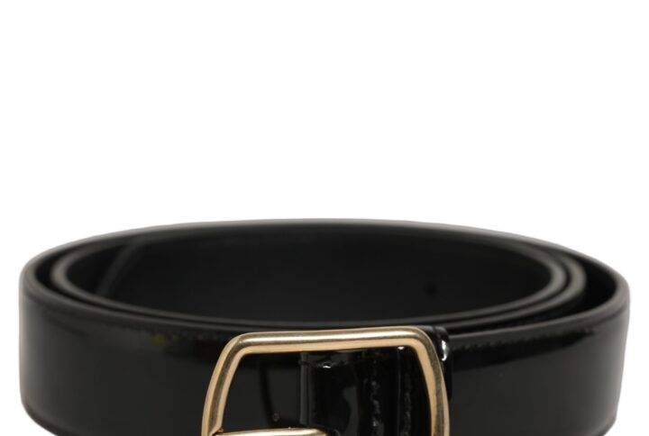 Black Patent Leather Gold Metal Buckle Belt | Jag Couture London – New York