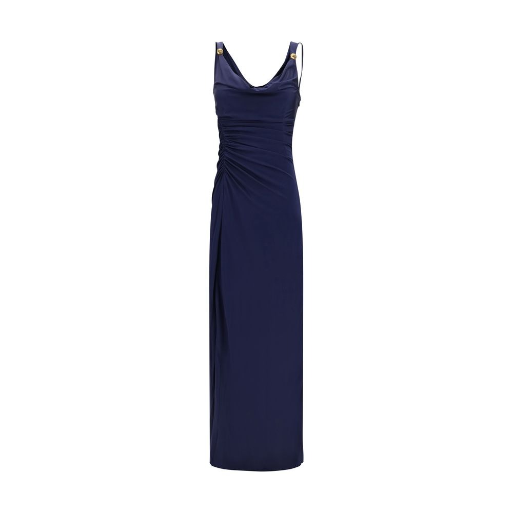 Blue Viscose Casual Dress