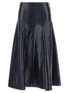 Blue Viscose Midi Skirt