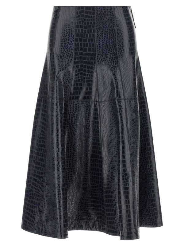 Blue Viscose Midi Skirt