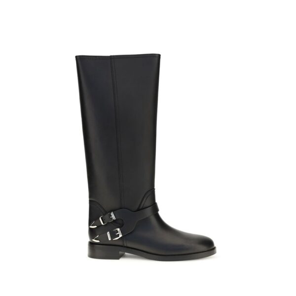 Black Calf Leather Bos Taurus Flat Boots