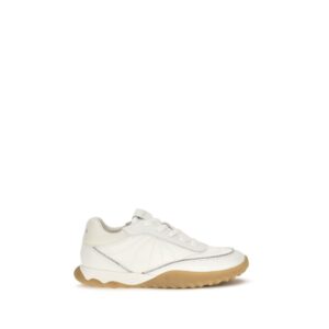 White Fabric Low Top Sneakers
