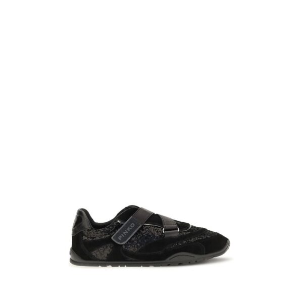 Black Suede Leather Athletic Sneakers