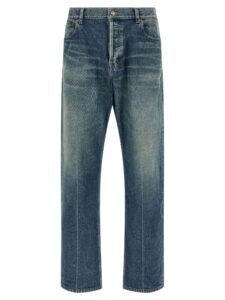 Blue Cotton Tapered Jeans