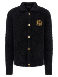 Black Alpaca Leather Cardigan