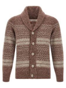 Brown Alpaca Leather Cardigan