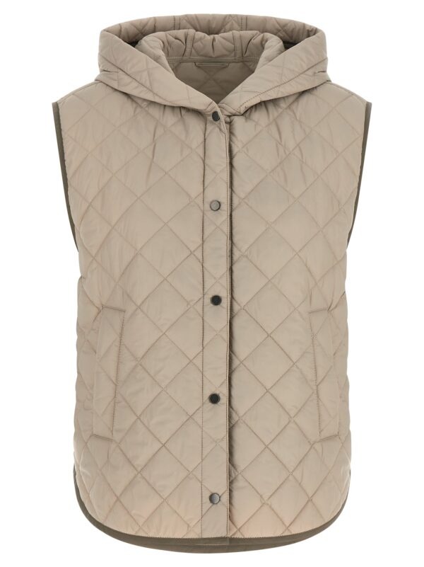 Beige Polyamide Sleeveless Jacket