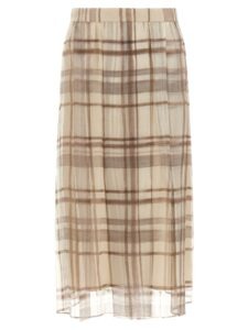 Beige Silk Midi Skirt