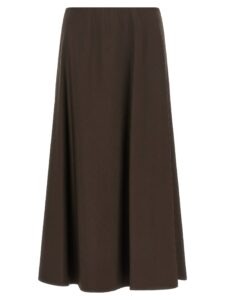 Brown Virgin Wool Midi Skirt