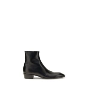 Black Calf Leather Bos Taurus Ankle Boots