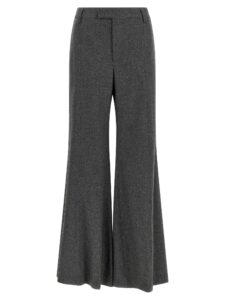 Gray Virgin Wool Flared Pants