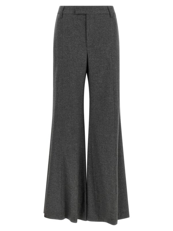 Gray Virgin Wool Flared Pants
