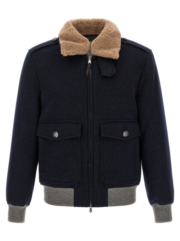 Blue Cashmere Bomber