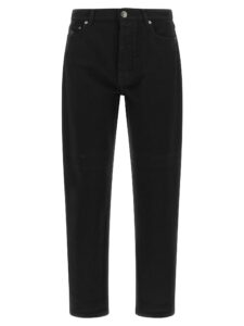 Black Cotton Straight-Leg Jeans