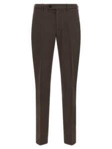 Brown Cotton Casual Pants