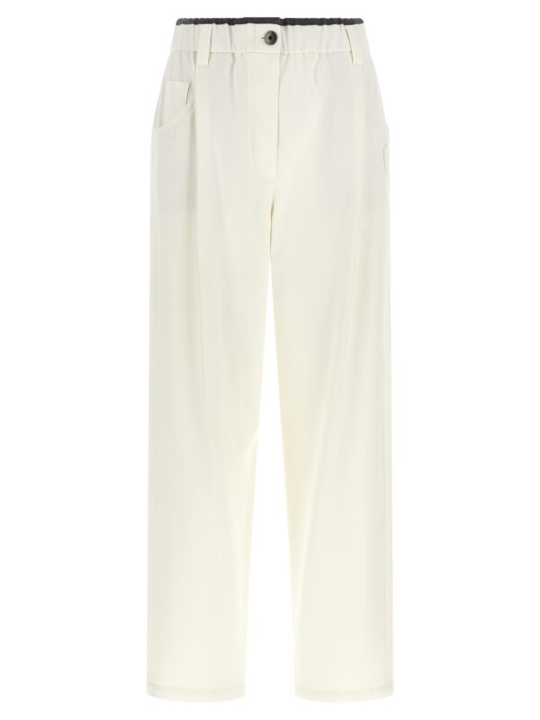 White Cotton Casual Pants