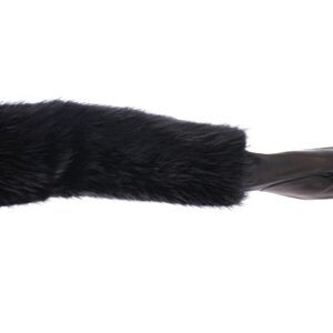 Black Beaver Fur Lambskin Leather Elbow Gloves | Jag Couture London – New York