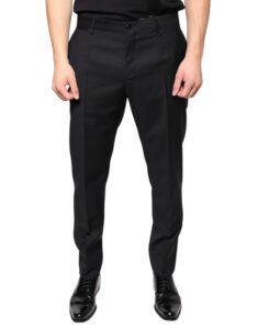 Black Wool Skinny Men Dress Pants