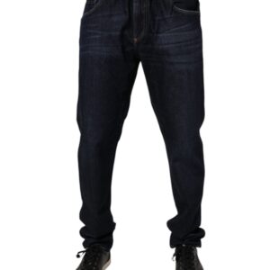 Dark Blue Cotton Stretch Skinny Denim Jeans | Jag Couture London – New York