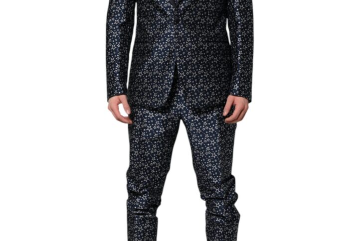 Blue MARTINI Star Jacquard 3 Piece Suit | Jag Couture London – New York