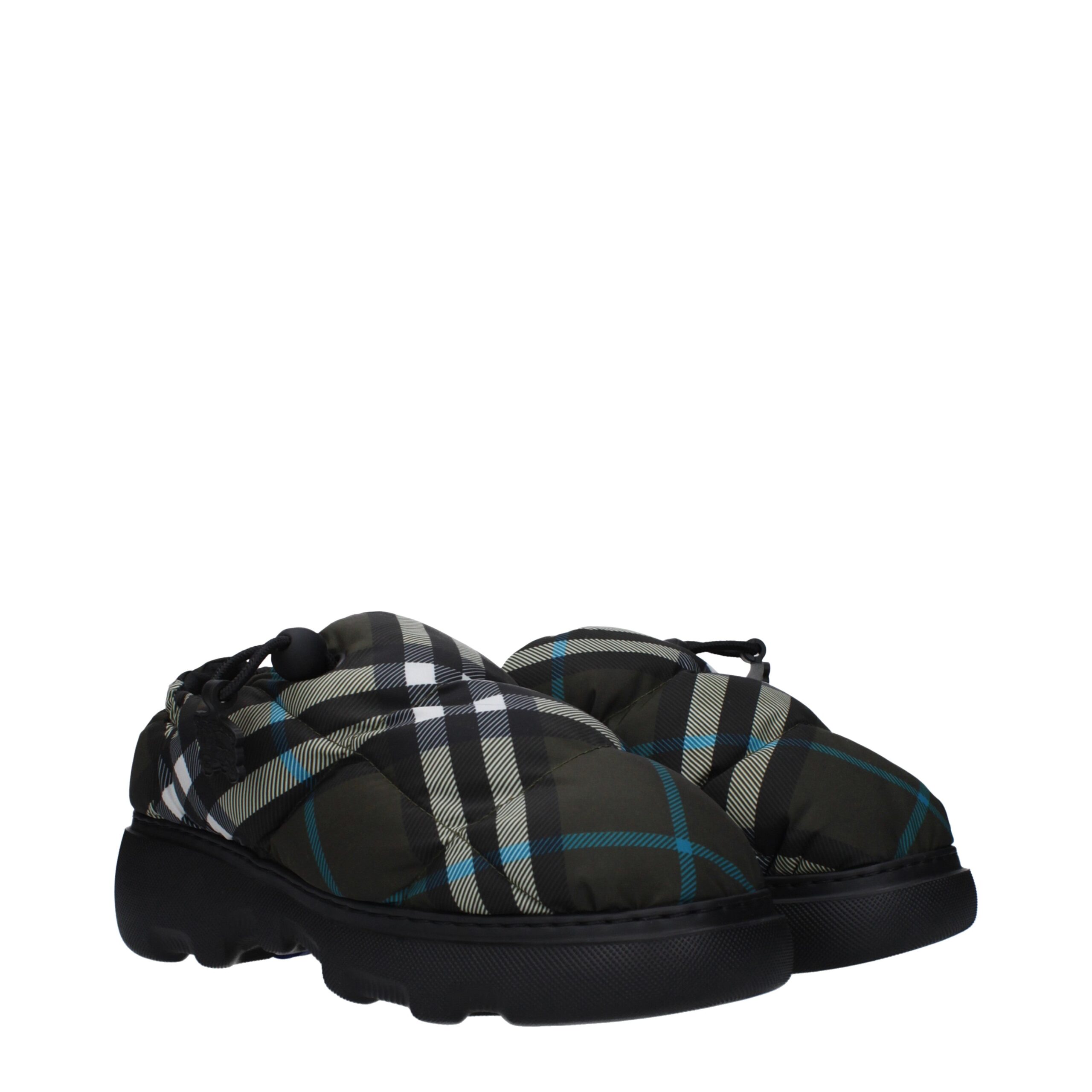 Green Fabric Slip On Loafers