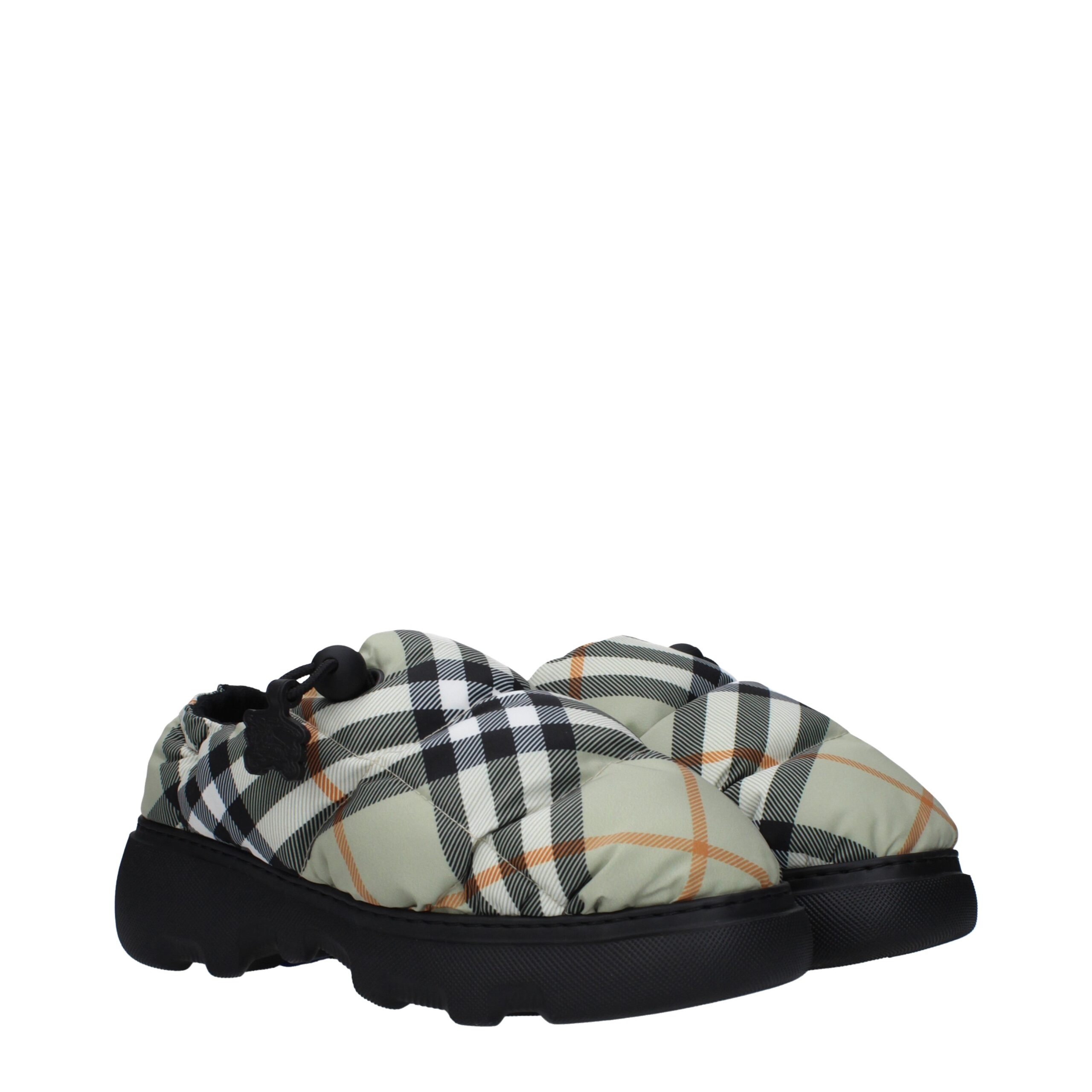 Green Fabric Slip On Loafers