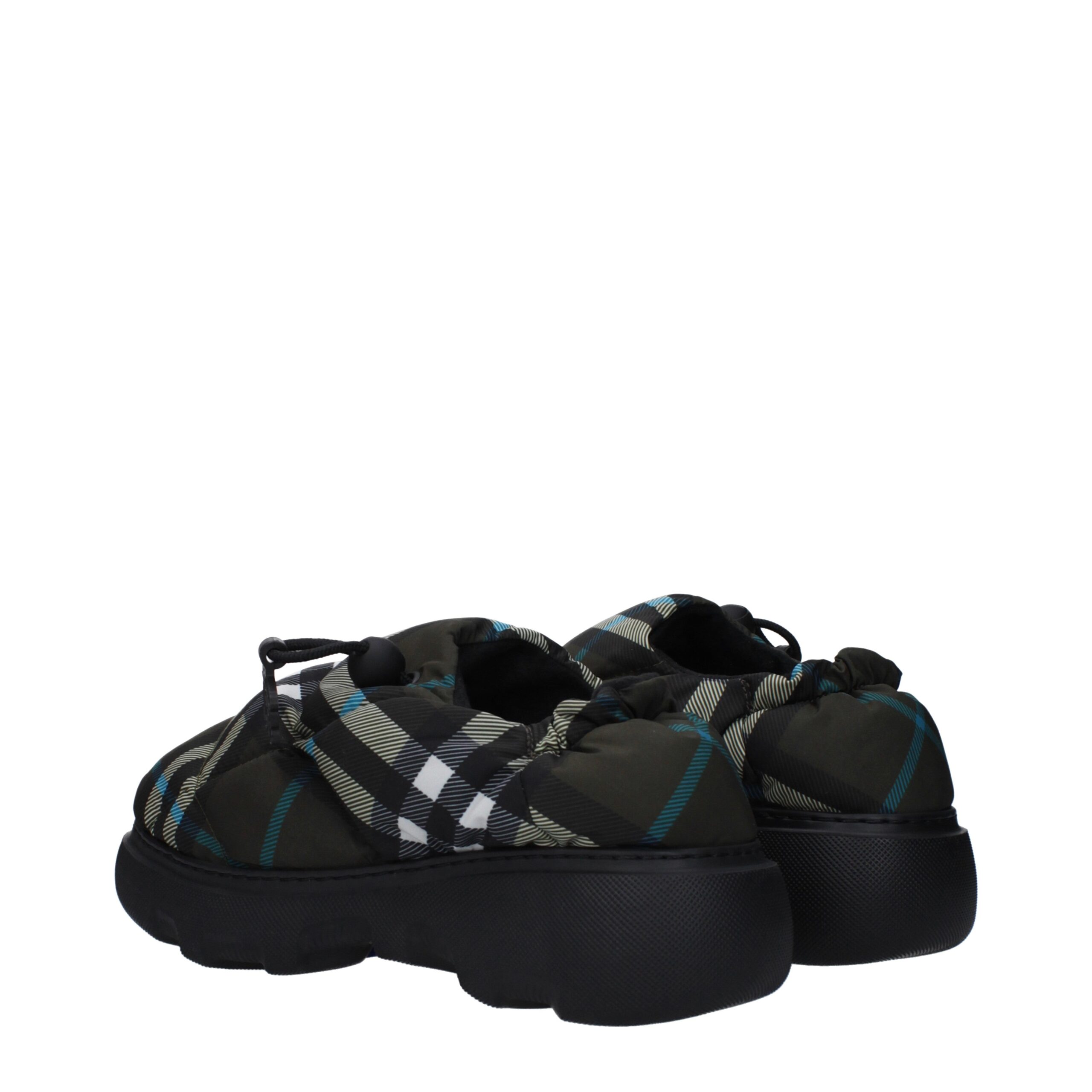 Green Fabric Slip On Loafers