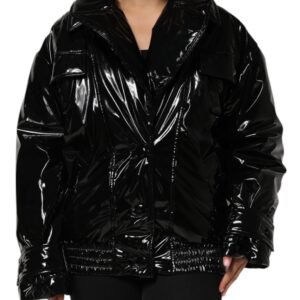 Black Polyester Quilted Puffer Coat Jacket | Jag Couture London – New York