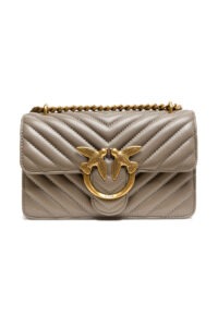 Grey Leather Love One Mini Shoulder Bag