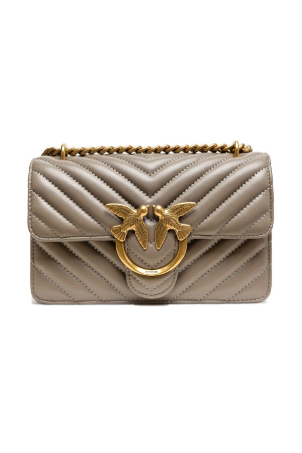 Grey Leather Love One Mini Shoulder Bag