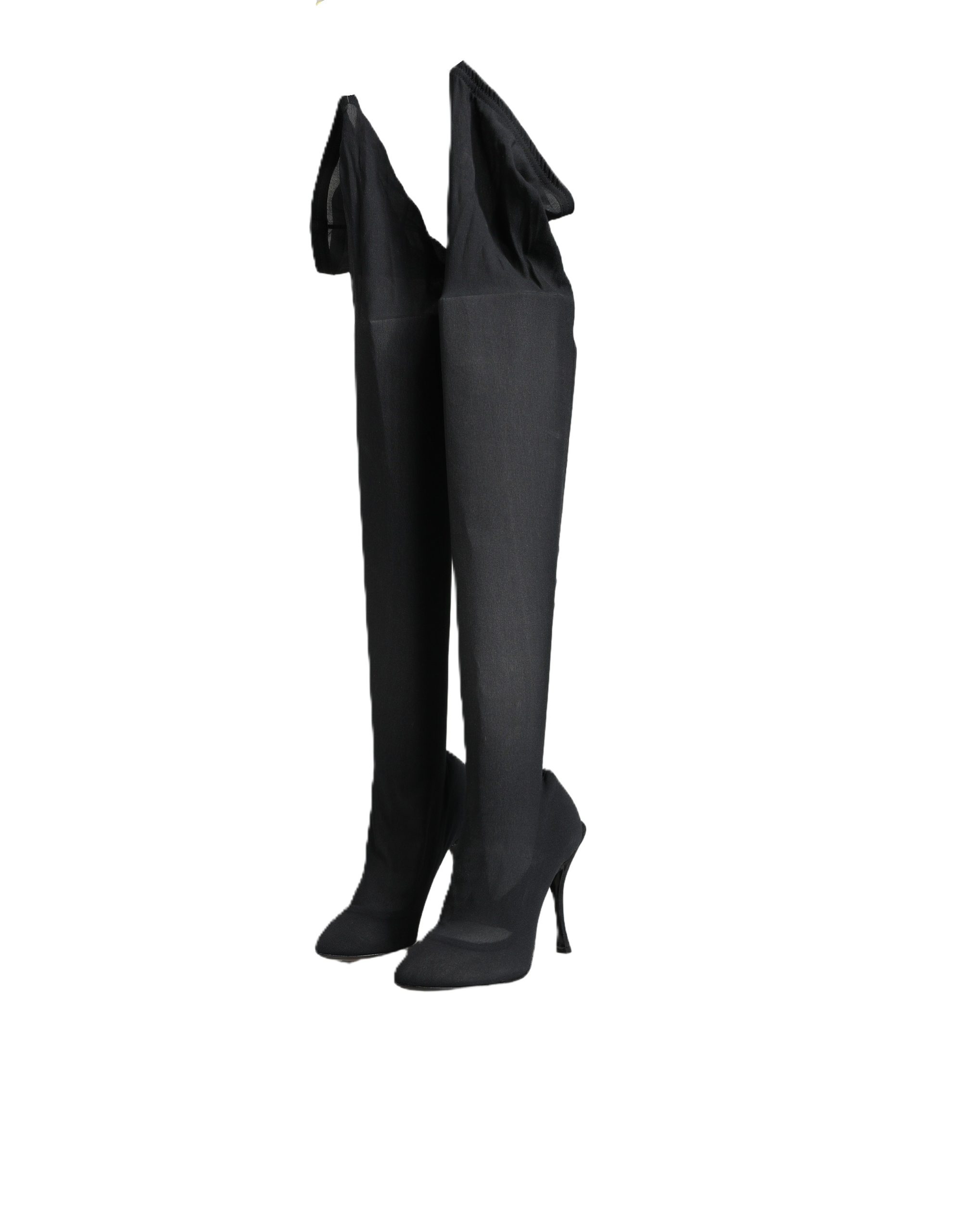 Black Stretch Socks Knee High Boots Shoes