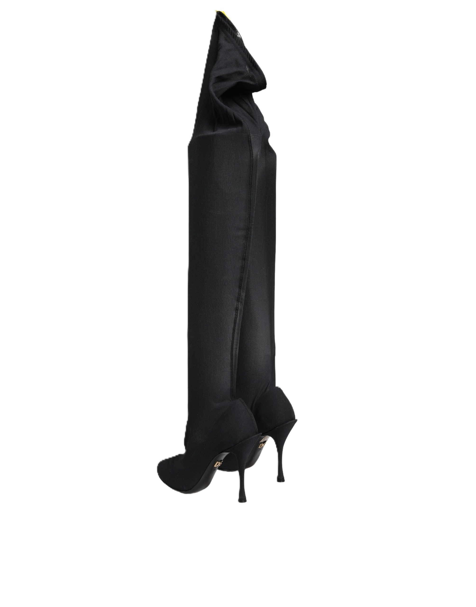 Black Stretch Socks Knee High Boots Shoes