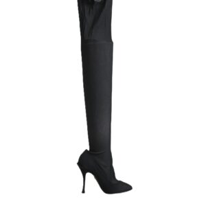 Black Stretch Socks Knee High Boots Shoes