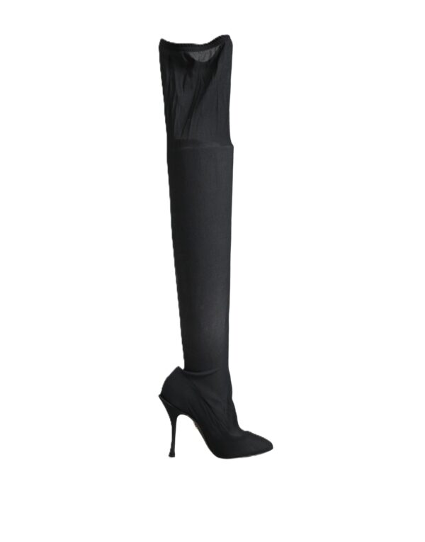 Black Stretch Socks Knee High Boots Shoes
