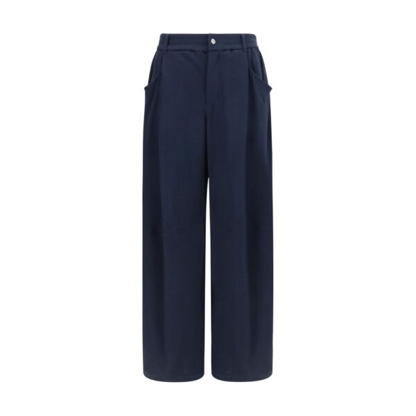 Blue Cotton Casual Pants