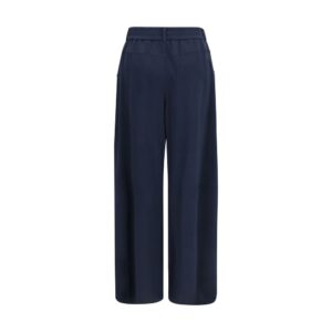 Blue Cotton Casual Pants