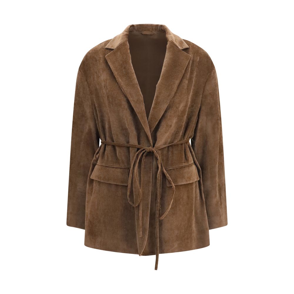 Brown Viscose Full Length Jacket